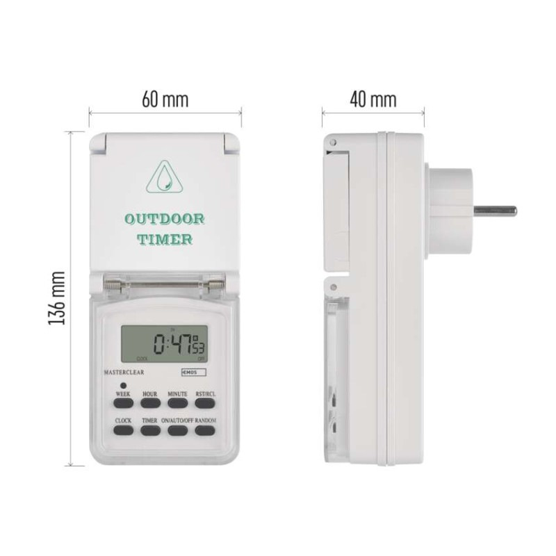 Časovač – digitálna spínacia zásuvka vonkajšia IP44 14