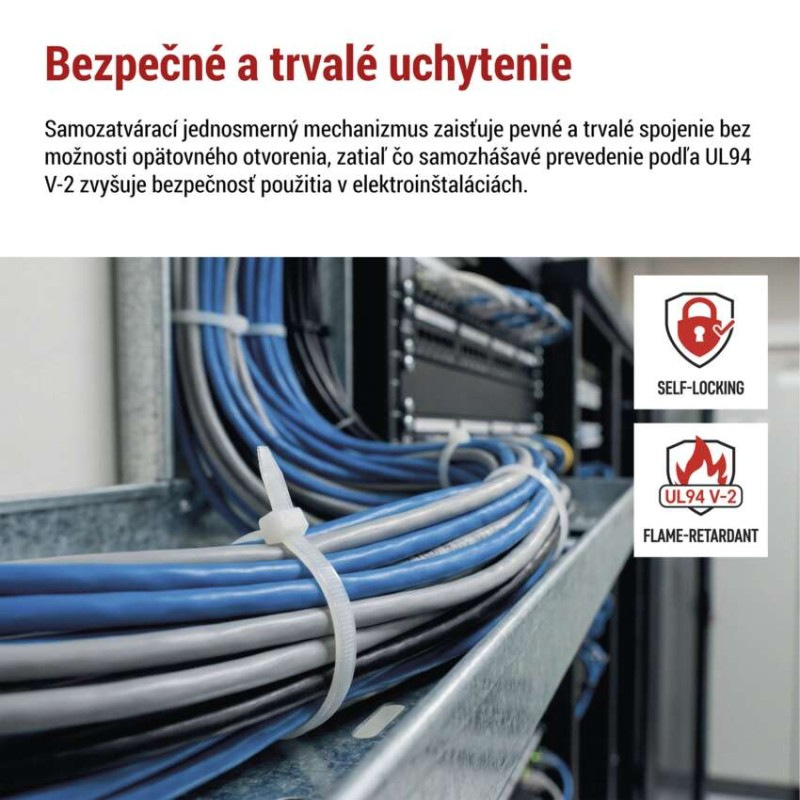 Sťahovacia páska 200×4,8, biela, 100 ks 10