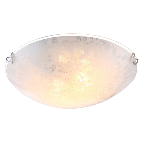 Stropné svietidlo, kov biely, satinované sklo biele, Ø 300, V: 100, bez žiaroviek 2xE27, max. 60W 23