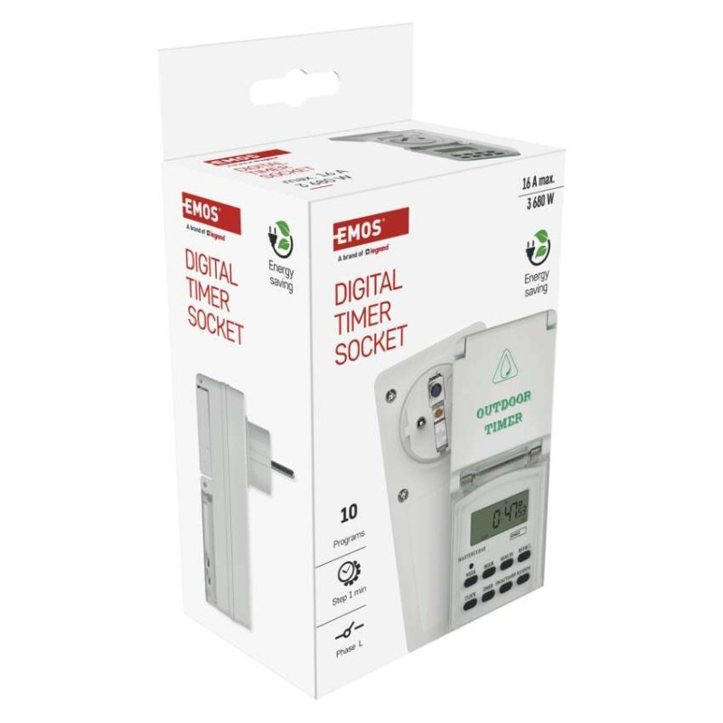 Časovač – digitálna spínacia zásuvka vonkajšia IP44 10