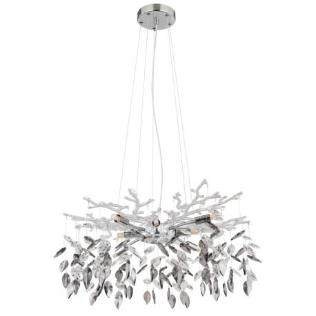 Závesné svietidlo, kov chróm, sklenené krištále, dymové, číre, ø:610mm, V: 1200mm, bez žiaroviek 8x 3