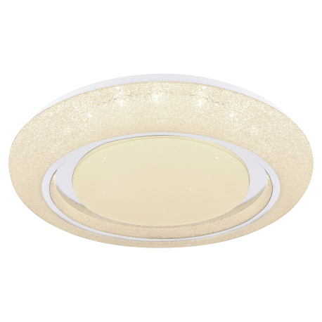 Stropné svietidlo, kov biely, akryl biely, chróm, kompatibilné s Google Assistant a Alexa, pamäťová