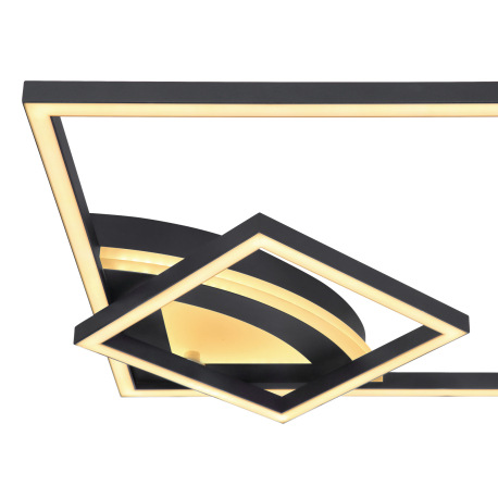 Stropné svietidlo, kov čierny, plast opál, akryl biely, 3 úrovne pomocou spínača na stene: vonkajšie 5