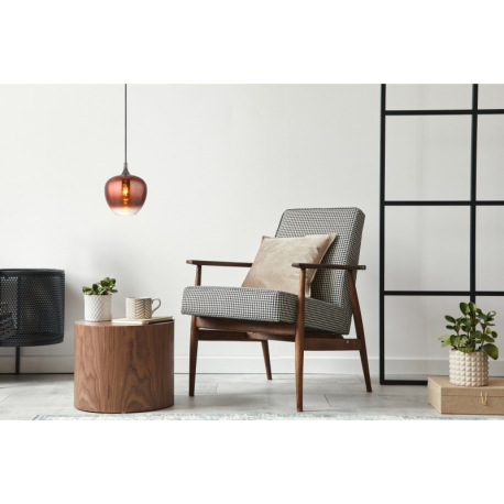 Závesné svietidlo, kov čierny, kov čierny chróm, sklo medenej farby, priehľadné, textilný kábel čier 1