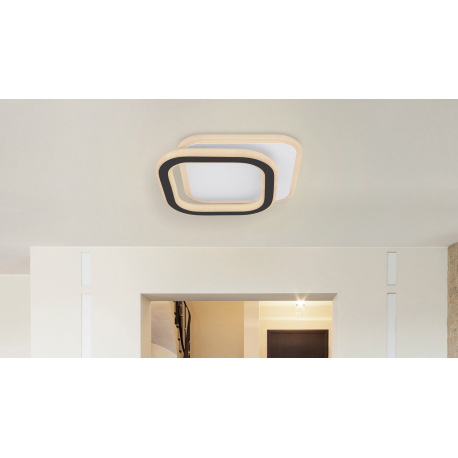 Stropné svietidlo, kov biely, kov čierny, akryl biely, horná časť otočná, DxŠxV:300x270x61, vrátane 1