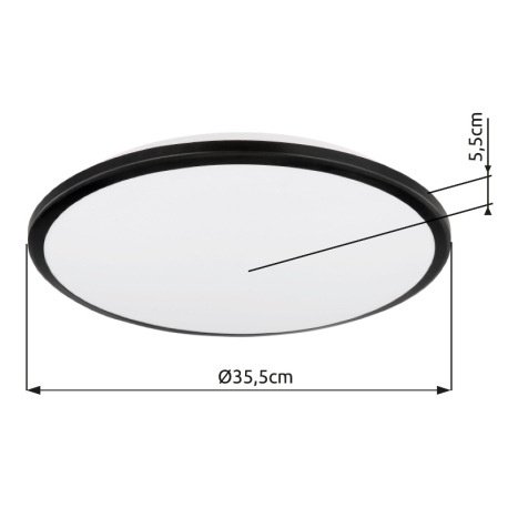 Stropné svietidlo, plast čierny, plast biely, ø: 350 mm, V: 55 mm, vrátane LED 18W 230V, zdroj 2050l 14