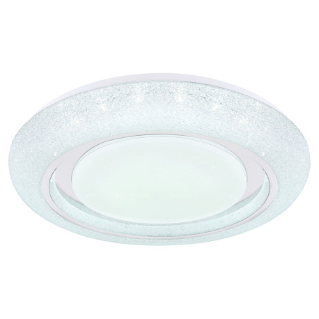 Stropné svietidlo, kov biely, akryl biely, chróm, kompatibilné s Google Assistant a Alexa, pamäťová 7