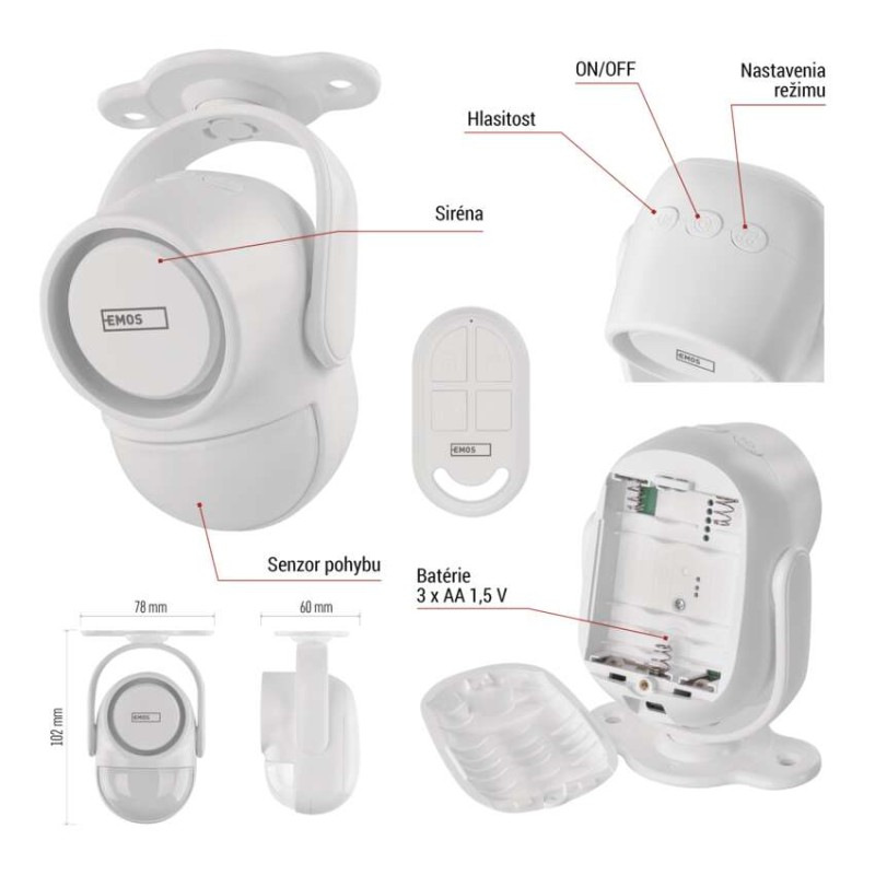 GoSmart alarm IP‑1256L GUARDIAN s pohybovým senzorom, 6× dverový/okený senzor, WiFi 7