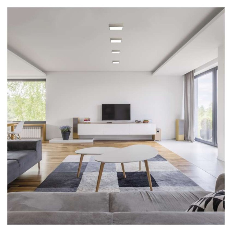 LED prisadené svietidlo, štvorec, strieborné, 12,5W, CCT 3